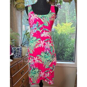 Tommy Bahama Fuchsia and Green Tropical Mini Dress